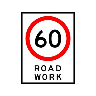 60KM/H ROADWORK BOXED EDGE ROAD SIGN 
